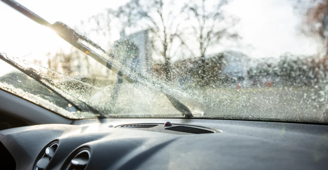 Close up of a windscreen washers, clear view of he driver